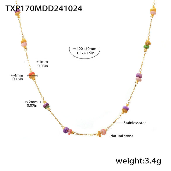 Wholesale Light Luxury Double Layer 316L Stainless Steel And Natural Stone Necklace And Bracelet For Women Handmade With Electroplated Chain