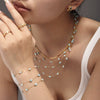 Wholesale Light Luxury Double Layer 316L Stainless Steel And Natural Stone Necklace And Bracelet For Women Handmade With Electroplated Chain
