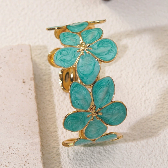 Wholesale Light Luxury Dripping Oil Flower Stainless Steel Bracelet Jewelry
