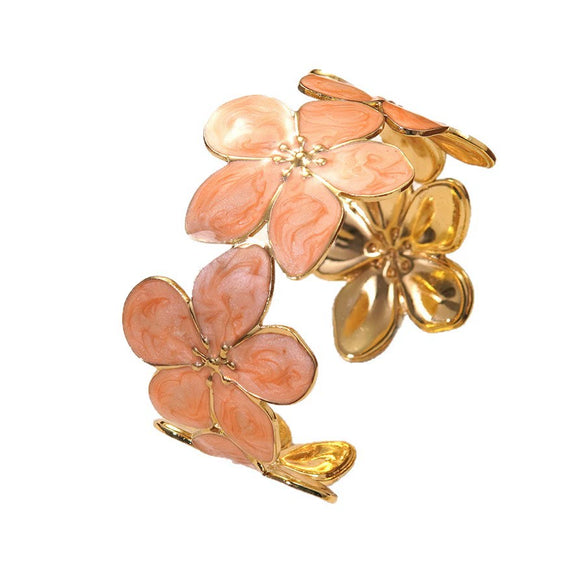 Wholesale Light Luxury Dripping Oil Flower Stainless Steel Bracelet Jewelry