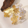 Wholesale Light Luxury Dripping Oil Flower Stainless Steel Bracelet Jewelry