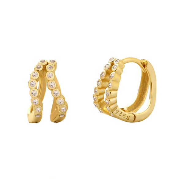 Wholesale Light Luxury Ear Buckle Earrings S925 Silver Double Layer Geometric Diamond For Women