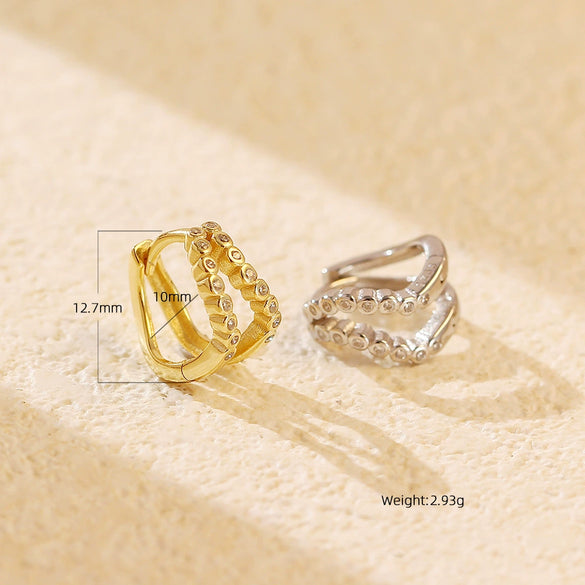 Wholesale Light Luxury Ear Buckle Earrings S925 Silver Double Layer Geometric Diamond For Women