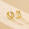 Wholesale Light Luxury Ear Buckle Earrings S925 Silver Double Layer Geometric Diamond For Women