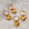 Wholesale Light Luxury Ear Buckle Retro Fashion Striped Heartshaped 316L Stainless Steel Electroplated Women's Earrings