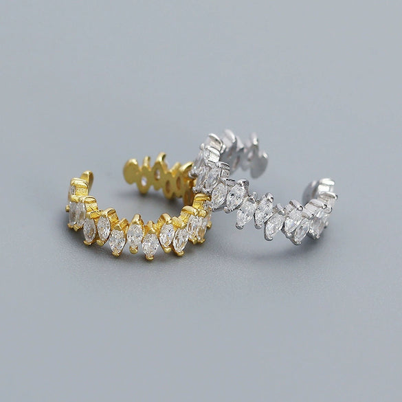 Wholesale Light Luxury Ear Clip Earrings For Women S925 Silver Geometric Horse Eye Zircon Electroplated