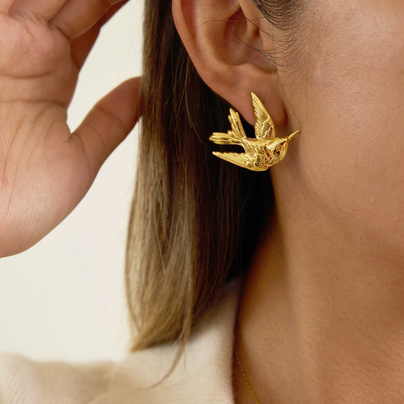 Wholesale Light Luxury Electroplated Stainless Steel Animal Shaped Earrings For Women