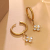 Wholesale Light Luxury Electroplated Stainless Steel Flower Zircon Earrings For Women