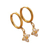 Wholesale Light Luxury Electroplated Stainless Steel Flower Zircon Earrings For Women
