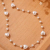 Wholesale Light Luxury Electroplated Stainless Steel Heartshaped Pearl Clavicle Necklace For Women