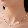 Wholesale Light Luxury Electroplated Stainless Steel Heartshaped Pearl Clavicle Necklace For Women