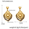 Wholesale Light Luxury Electroplated Stainless Steel Tassel Crown Heart Print Multiaccessory Pendant Necklace And Earrings Set For Women