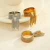 Wholesale Light Luxury Elegant Exaggerated Stainless Steel Ball Tassel Ring With Electroplating For Women
