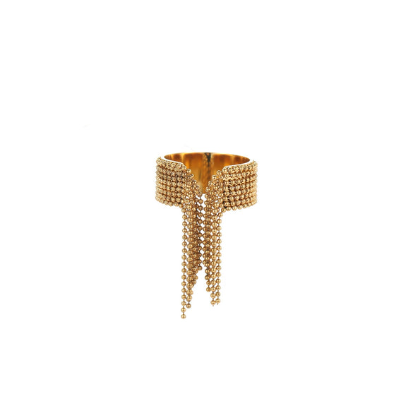 Wholesale Light Luxury Elegant Exaggerated Stainless Steel Ball Tassel Ring With Electroplating For Women