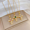 Wholesale Light Luxury Elegant Geometric Diamond Pendant Necklace For Women And Men Copper Pendant Stainless Steel Chain