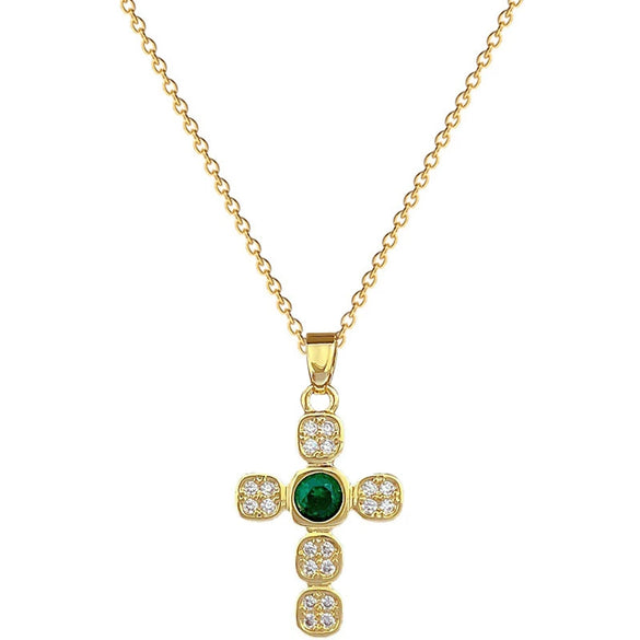 Wholesale Light Luxury Elegant Geometric Diamond Pendant Necklace For Women And Men Copper Pendant Stainless Steel Chain
