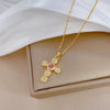 Wholesale Light Luxury Elegant Geometric Diamond Pendant Necklace For Women And Men Copper Pendant Stainless Steel Chain