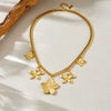 Wholesale Light Luxury Elegant Gold Plated Stainless Steel Five Petal Flower Pendant Coarse Chain Clavicle Necklace For Women