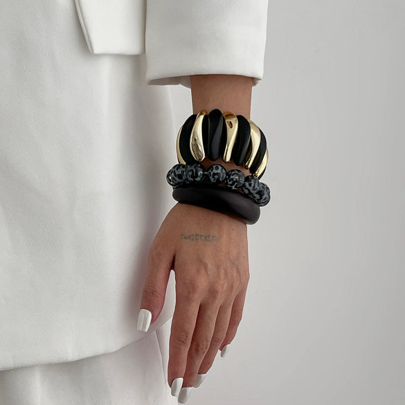 Wholesale Light Luxury Elegant Irregular Resin And Ccb Polished Bracelets For Women
