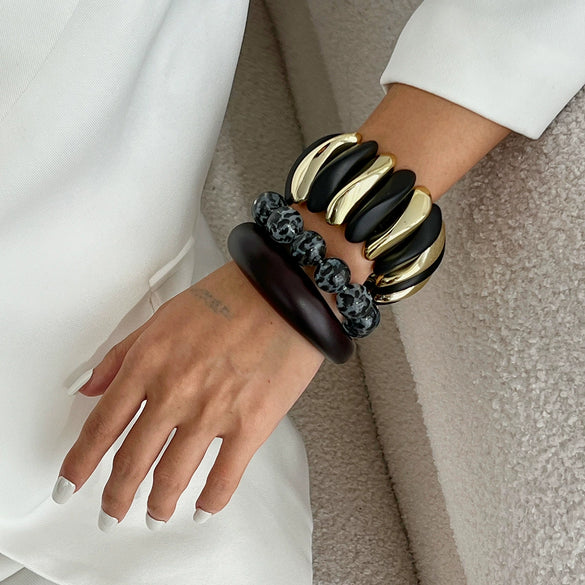 Wholesale Light Luxury Elegant Irregular Resin And Ccb Polished Bracelets For Women