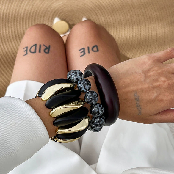 Wholesale Light Luxury Elegant Irregular Resin And Ccb Polished Bracelets For Women