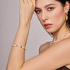 Wholesale Light Luxury Elegant Natural Stone Freshwater Pearl Jewelry With Geometric Shape Electroplated Bracelet And Hand Ring For Women
