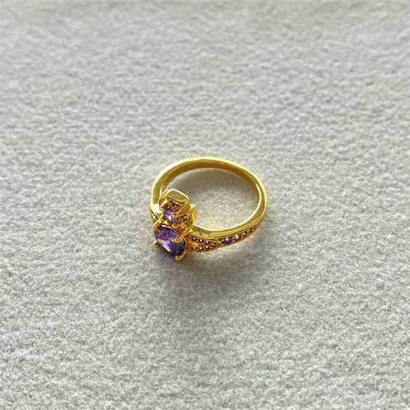 Wholesale Light Luxury Elegant Saturn Zircon Shiny Finger Ring Copper Geometric Electroplated For Women