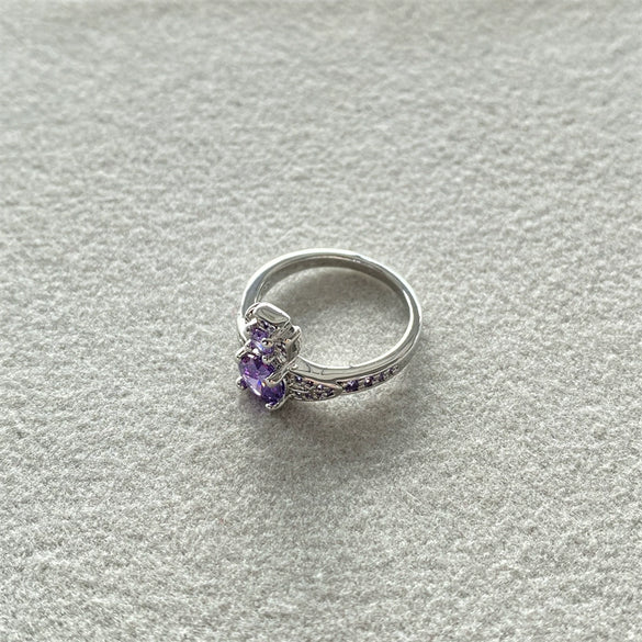 Wholesale Light Luxury Elegant Saturn Zircon Shiny Finger Ring Copper Geometric Electroplated For Women