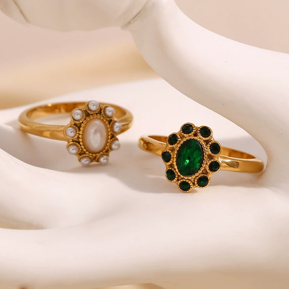 Wholesale Light Luxury Elegant Vintage Jewelry Stainless Steel 18K Gold Plated Geometric Ring For Women