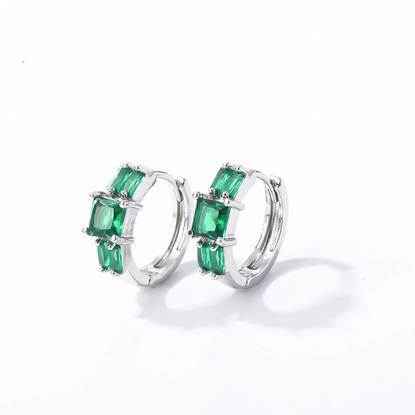 Wholesale Light Luxury Elegant Women's Copper Earrings Set With Zircon Inlay And Geometric Design