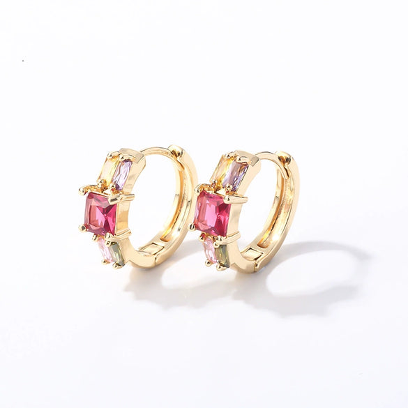 Wholesale Light Luxury Elegant Women's Copper Earrings Set With Zircon Inlay And Geometric Design
