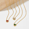 Wholesale Light Luxury Elegant Women's Love Jewelry Set With Emerald Zircon Stainless Steel Necklace Earrings Bracelet Electroplated