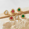 Wholesale Light Luxury Elegant Women's Love Jewelry Set With Emerald Zircon Stainless Steel Necklace Earrings Bracelet Electroplated