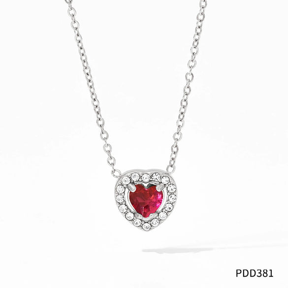 Wholesale Light Luxury Elegant Women's Love Jewelry Set With Emerald Zircon Stainless Steel Necklace Earrings Bracelet Electroplated