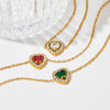 Wholesale Light Luxury Elegant Women's Love Jewelry Set With Emerald Zircon Stainless Steel Necklace Earrings Bracelet Electroplated