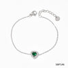 Wholesale Light Luxury Elegant Women's Love Jewelry Set With Emerald Zircon Stainless Steel Necklace Earrings Bracelet Electroplated