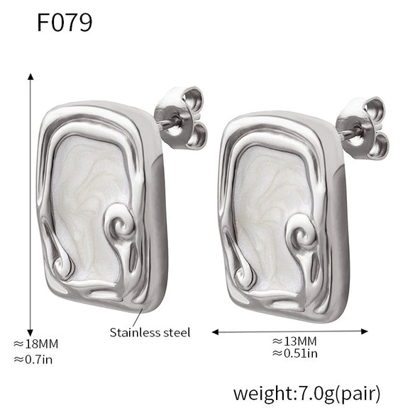 Wholesale Light Luxury Enamel Glaze Geometric Stainless Steel Earrings With Electroplating