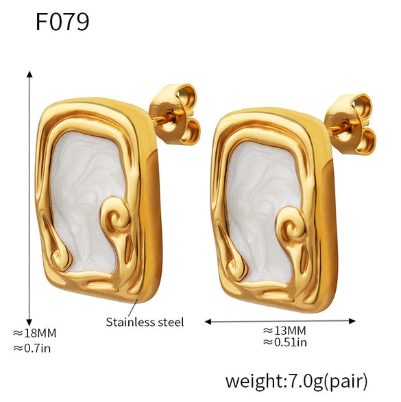 Wholesale Light Luxury Enamel Glaze Geometric Stainless Steel Earrings With Electroplating