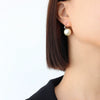 Wholesale Light Luxury Exaggerated Imitation Pearl Earrings For Women 316L Stainless Steel 18K Gold Plated Ear Jewelry