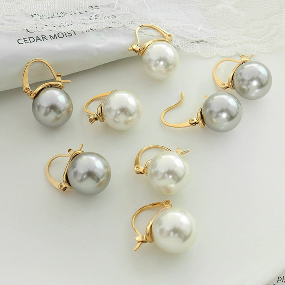 Wholesale Light Luxury Exaggerated Imitation Pearl Earrings For Women 316L Stainless Steel 18K Gold Plated Ear Jewelry