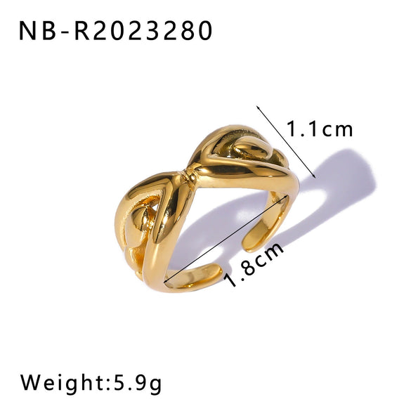 Wholesale Light Luxury Exquisite Pearl Geometric Ring In Stainless Steel With 18K Furnace Vacuum Plating For Women And Men