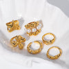 Wholesale Light Luxury Exquisite Pearl Geometric Ring In Stainless Steel With 18K Furnace Vacuum Plating For Women And Men