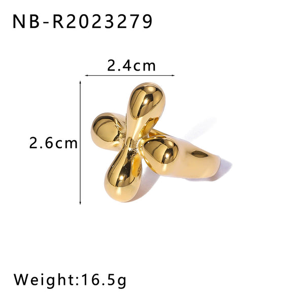 Wholesale Light Luxury Exquisite Pearl Geometric Ring In Stainless Steel With 18K Furnace Vacuum Plating For Women And Men