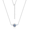 Wholesale Light Luxury Fashion Alexandrite Necklace S925 Silver Geometric Cultivated Variable Stone Color Women's Clavicle Chain With Diamond Design
