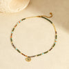 Wholesale Light Luxury Fashion Natural Stone Stainless Steel Clavicle Necklace With Geometric Pattern And Electroplating