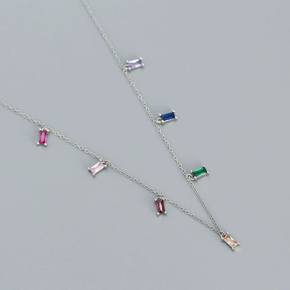Wholesale Light Luxury Fashion Necklace S925 Silver Geometric Zircon Electroplated Cross Chain For Women