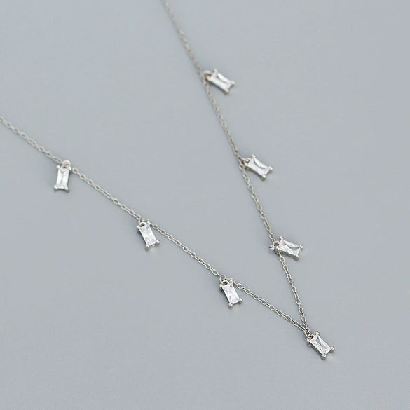 Wholesale Light Luxury Fashion Necklace S925 Silver Geometric Zircon Electroplated Cross Chain For Women