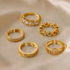 Wholesale Light Luxury Female Fashion Personality Ring With Color Zircon Stainless Steel Electroplated Jewelry