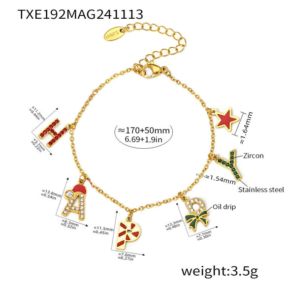 Wholesale Light Luxury Ferris Wheel And Bell Jewelry Set For Women Made Of Stainless Steel Zircon And Colored Glaze With Electroplating Design