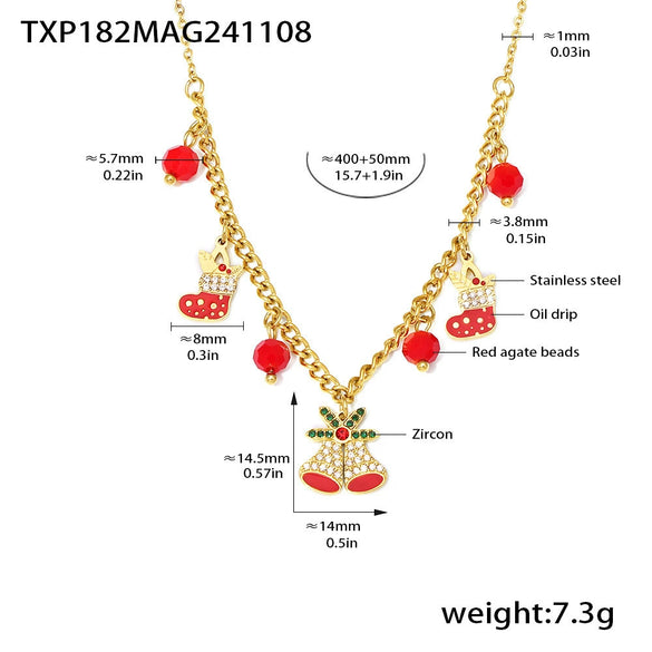 Wholesale Light Luxury Ferris Wheel And Bell Jewelry Set For Women Made Of Stainless Steel Zircon And Colored Glaze With Electroplating Design
